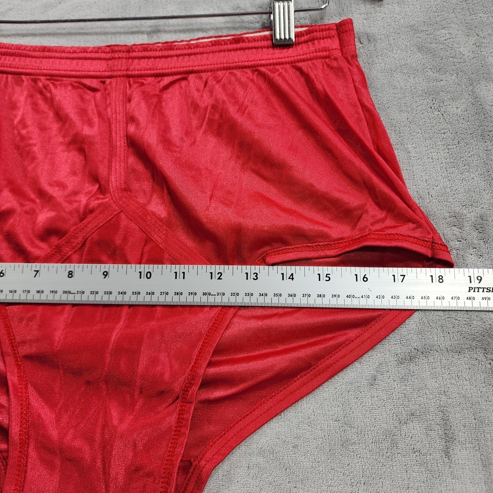 Vintage Jockey Briefs Mens 40 Red Nylon Tricot High Rise Satin Underwear Stretch - Picture 5 of 7